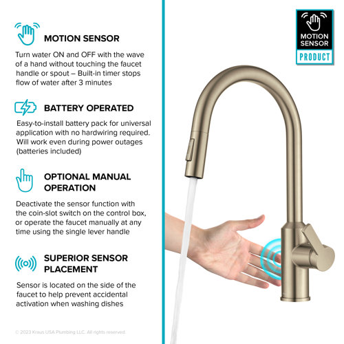 KRAUS Oletto Touchless Sensor PullDown Single Handle Kitchen Faucet